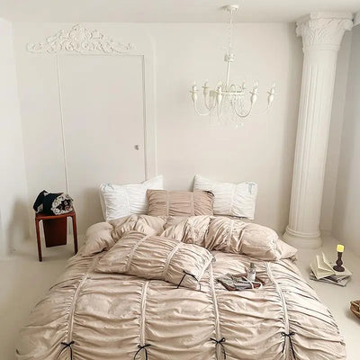 Ruffles Pleated Cotton Microfiber Duvet Cover Set - Twin to King Sizes 7