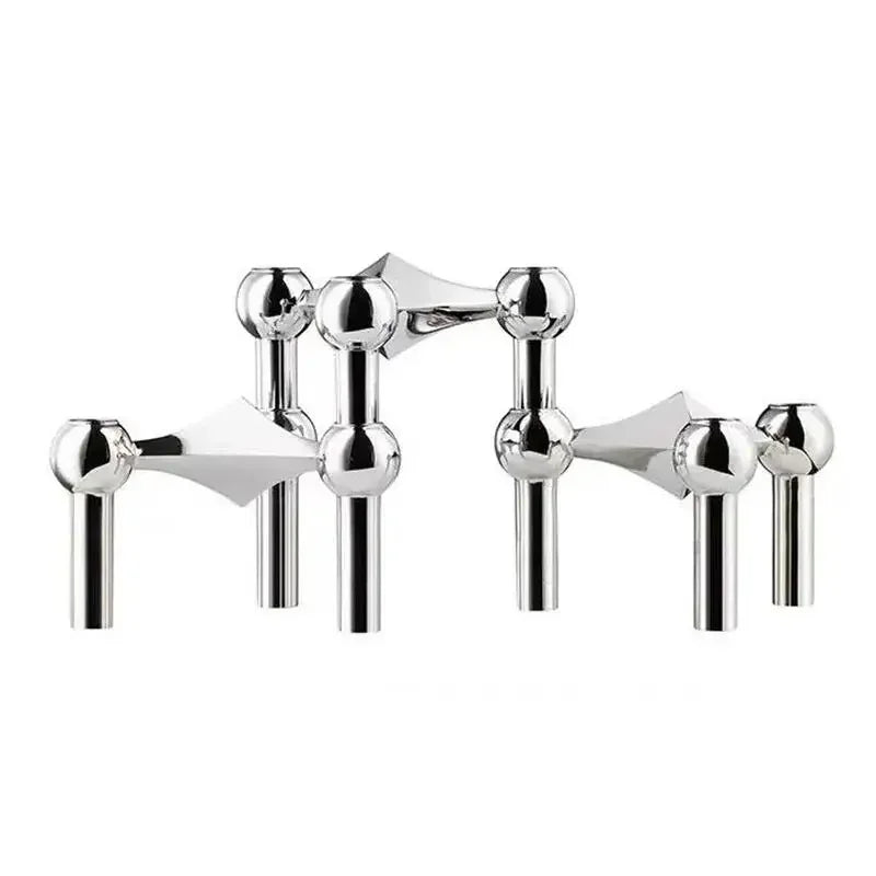 Silver Metal Molecular Structure Candlestick Holder - Elegant Candle Holder for Home Décor 10
