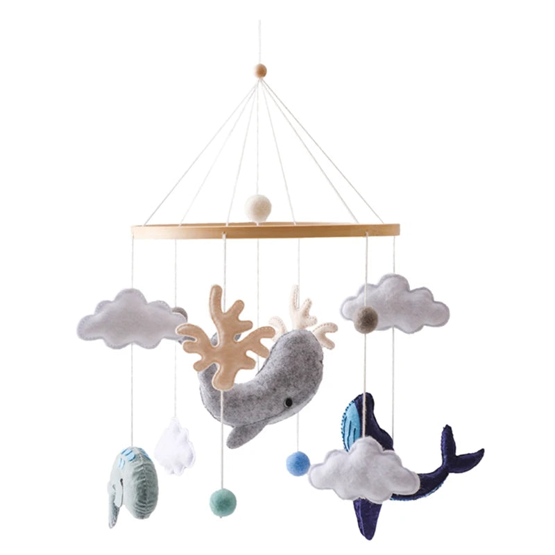 Soft Felt Cartoon Bear Crib Mobile with Gentle Bells for Newborns 12