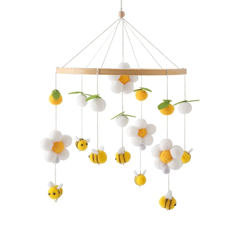 Soft Felt Cartoon Bear Crib Mobile with Gentle Bells for Newborns 15
