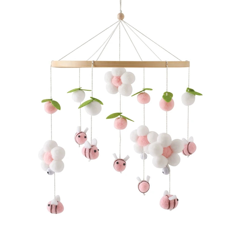 Soft Felt Cartoon Bear Crib Mobile with Gentle Bells for Newborns 6
