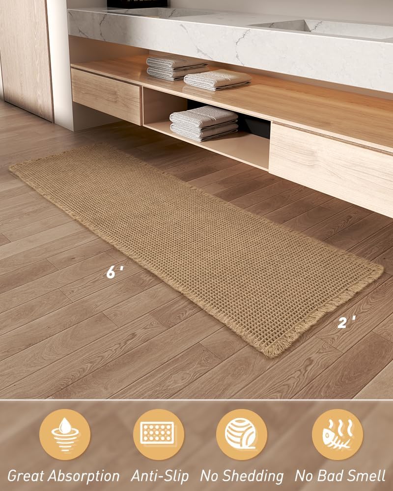 Soft Waffle Bath Runner Mat - Super Absorbent, Non-Slip Bathroom Rug 2