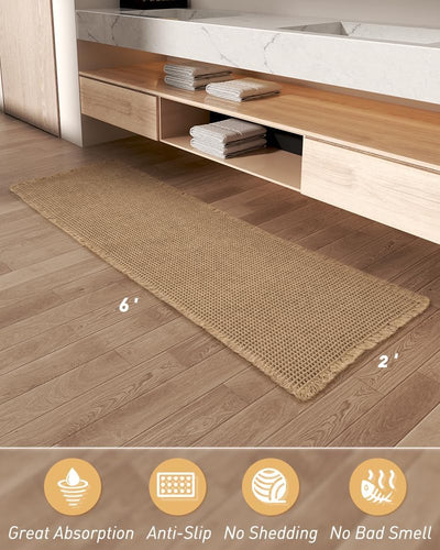 Soft Waffle Bath Runner Mat - Super Absorbent, Non-Slip Bathroom Rug 2