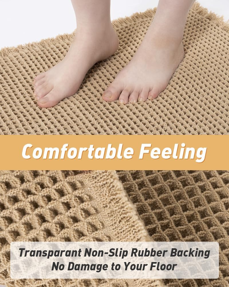 Soft Waffle Bath Runner Mat - Super Absorbent, Non-Slip Bathroom Rug 6