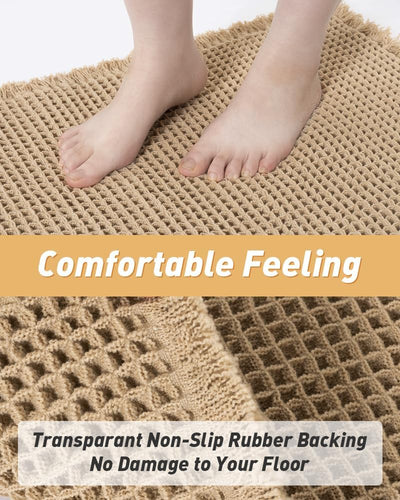 Soft Waffle Bath Runner Mat - Super Absorbent, Non-Slip Bathroom Rug 6