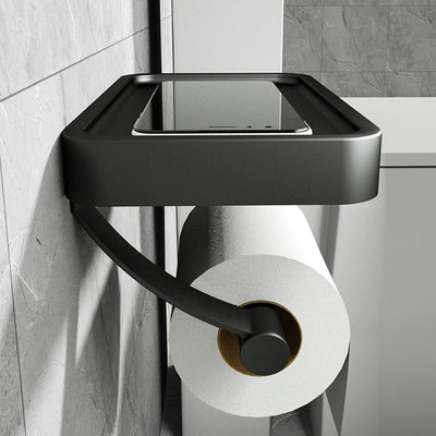 Stainless Steel Wall-Mounted Toilet Paper Holder with Shelf - Modern Design 1