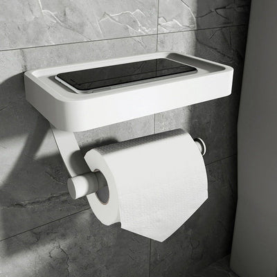 Stainless Steel Wall-Mounted Toilet Paper Holder with Shelf - Modern Design 3