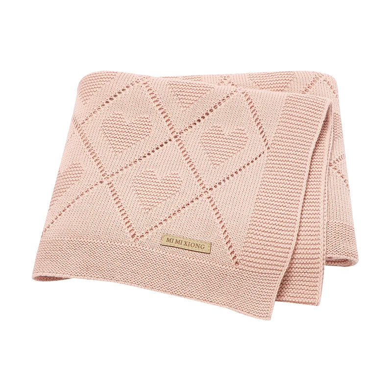 Super Soft Cotton Knit Baby Blanket - Newborn Swaddle Wrap 90x70cm 0
