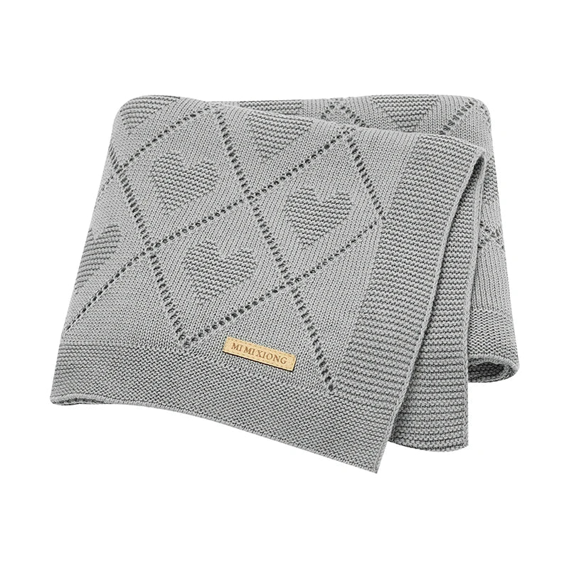 Super Soft Cotton Knit Baby Blanket - Newborn Swaddle Wrap 90x70cm 11
