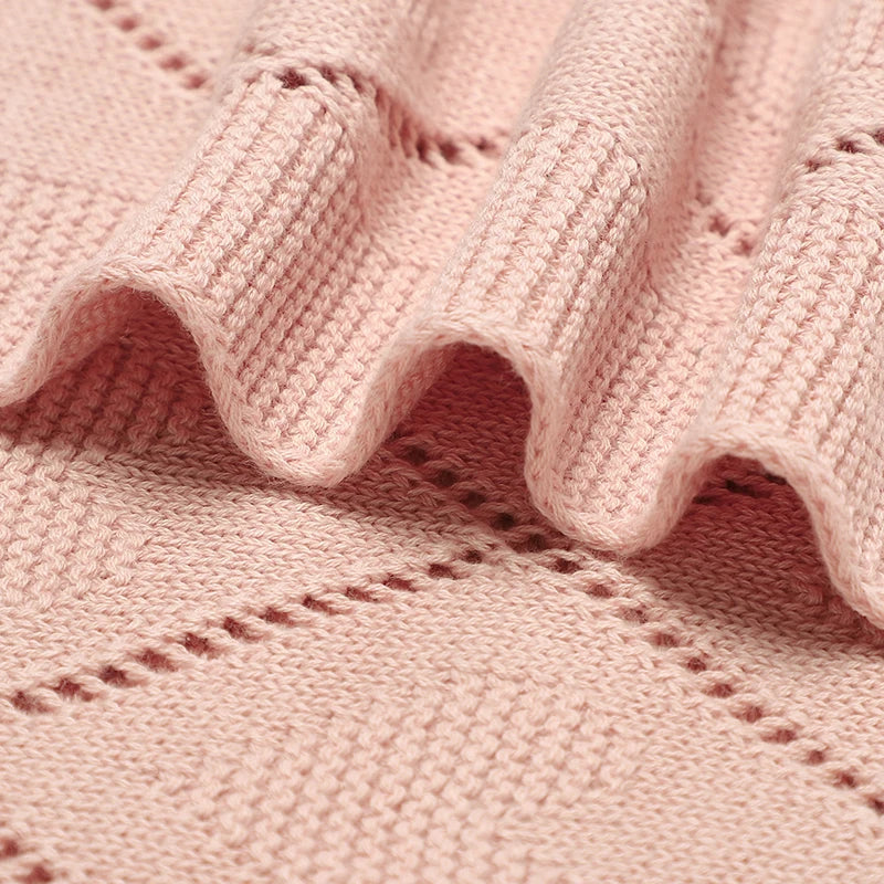 Super Soft Cotton Knit Baby Blanket - Newborn Swaddle Wrap 90x70cm 3