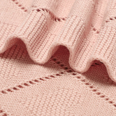 Super Soft Cotton Knit Baby Blanket - Newborn Swaddle Wrap 90x70cm 3
