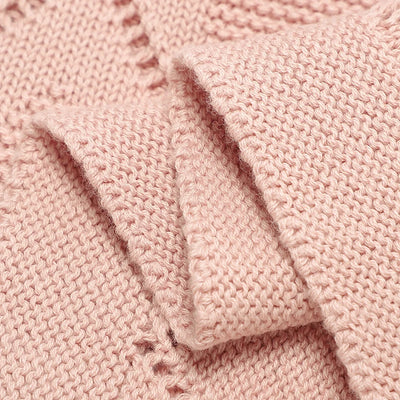 Super Soft Cotton Knit Baby Blanket - Newborn Swaddle Wrap 90x70cm 4