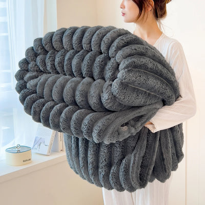 Thickened Multifunctional Striped Blanket - Cozy Bed Cover & Nap Blanket 0