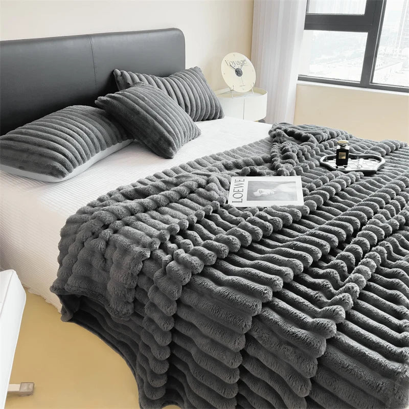 Thickened Multifunctional Striped Blanket - Cozy Bed Cover & Nap Blanket 12