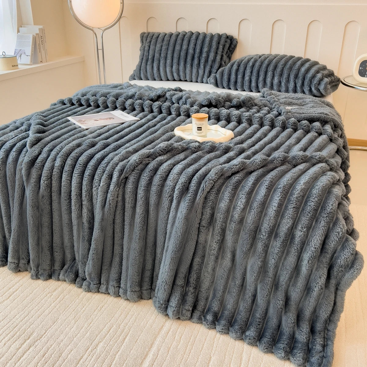 Thickened Multifunctional Striped Blanket - Cozy Bed Cover & Nap Blanket 3