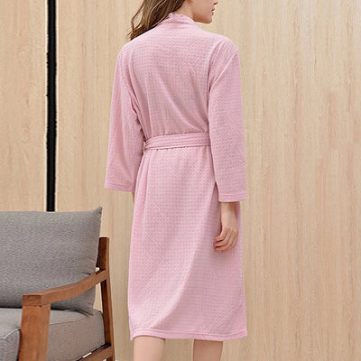 V-Neck Waffle Bathrobe for Men and Women - Cozy Lounge Robe with Long Sleeves 4